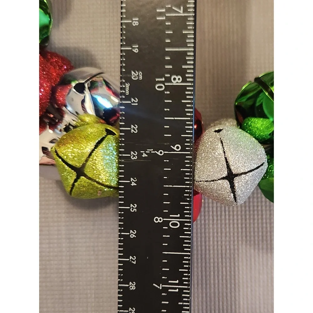 Christmas Jingle Bell Wreath Red Green Silver Glitter Holiday Decor‎ 12 Inch